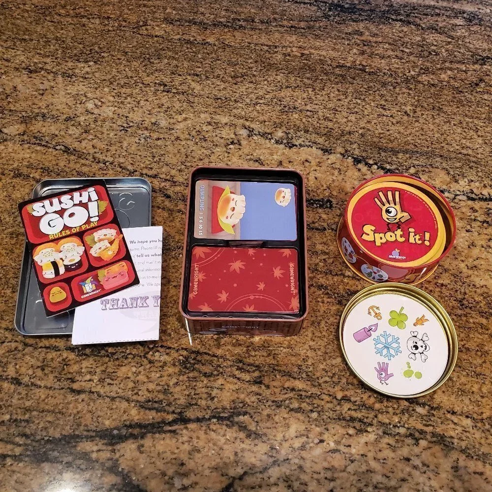 (Set of 2) Spot It and Sushi Go Kids Games